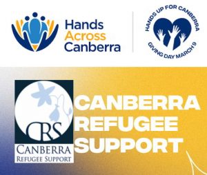 Hands across and Canberra refugee logos 