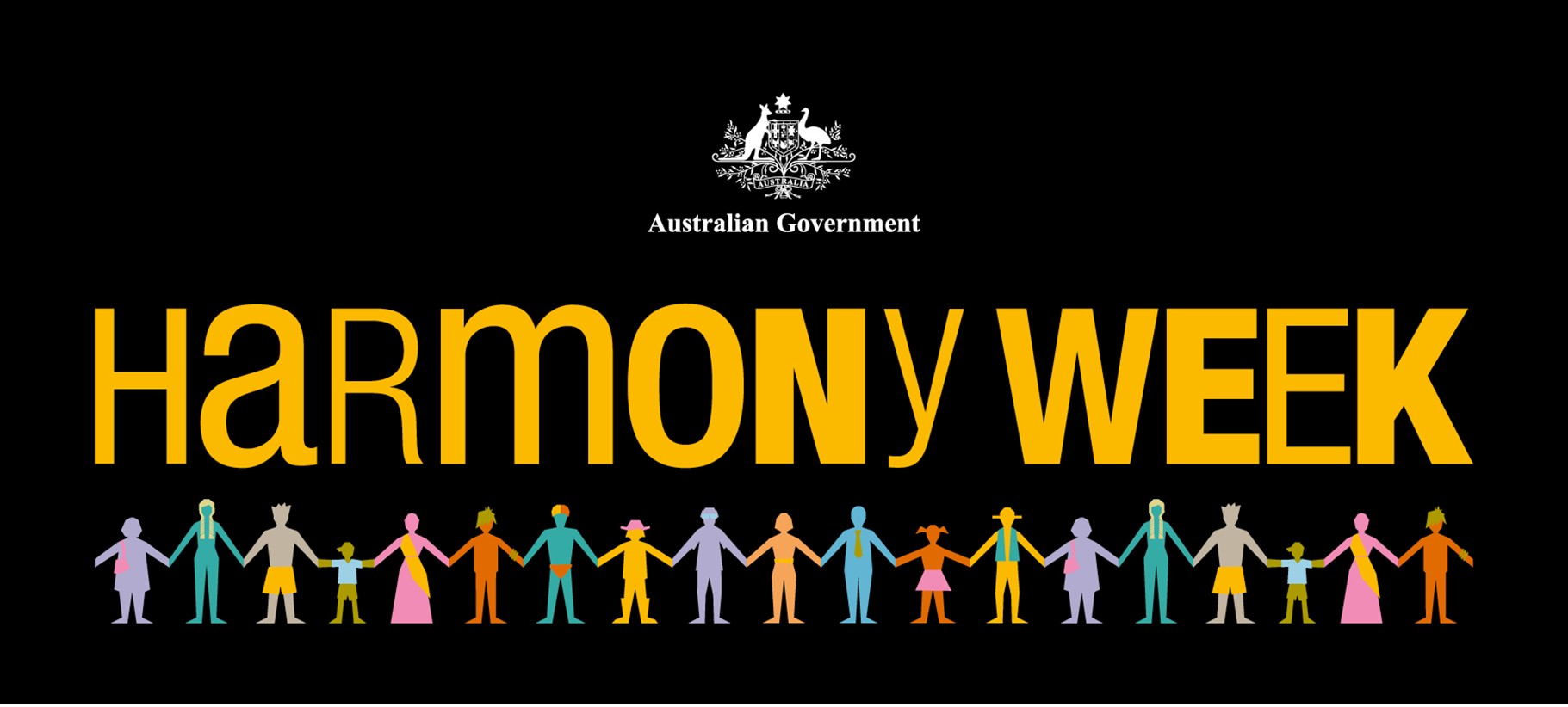 Harmony Week Banner showing paper cutout people holding hands